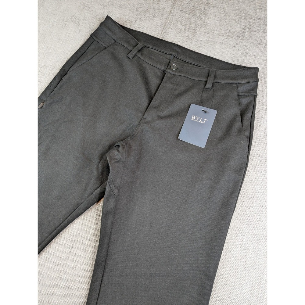 BYLT Premium Basics Pants Mens Sz 34 (35x31)Black Coastal Straight Leg Knit